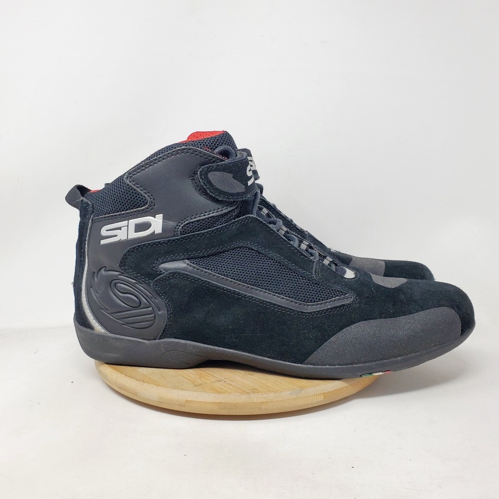 SIDI Gas Motorcycle Boots Mens 12.5 Lace Up Black Suede Sneaker Bike Moto Shoes